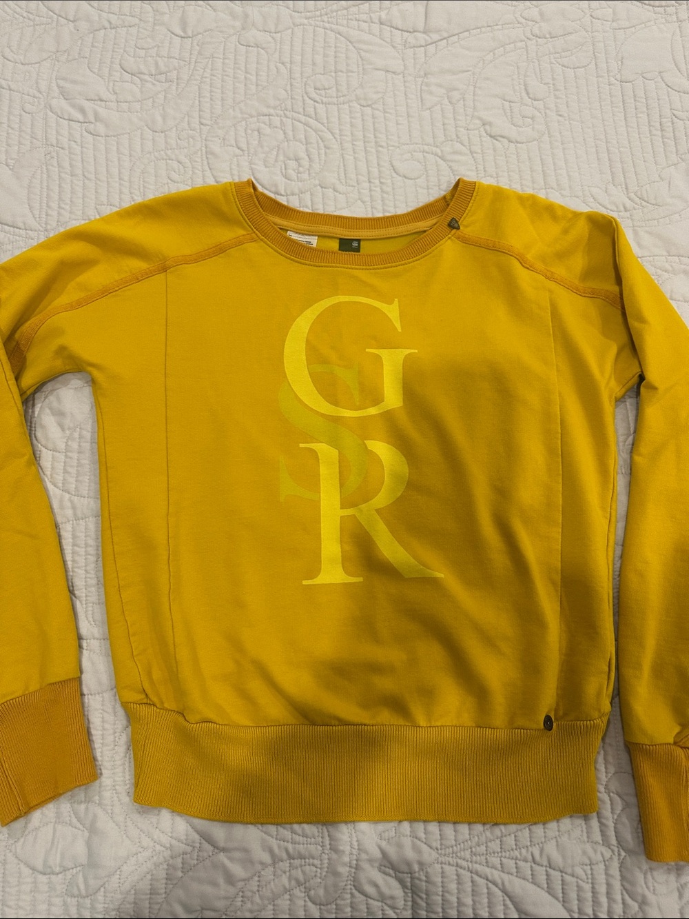 G-Star women’s Mustard Yellow GR Logo Crewneck Sweatshirt